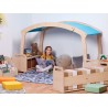 Ensemble de coussins et rangement en bois